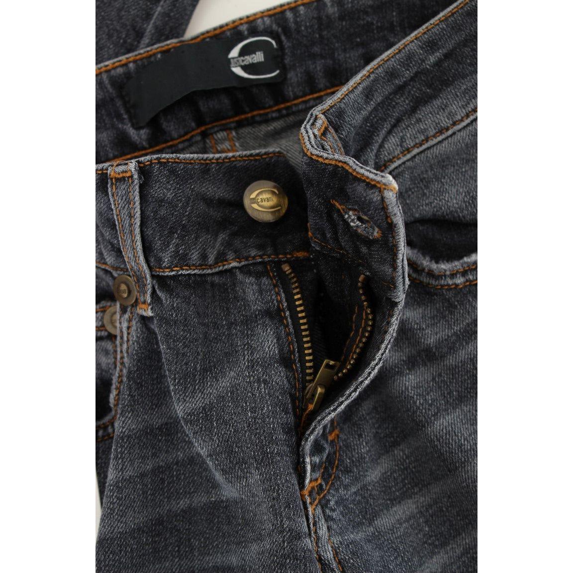 Cavalli Blue Wash Cotton Blend Slim Fit Jeans