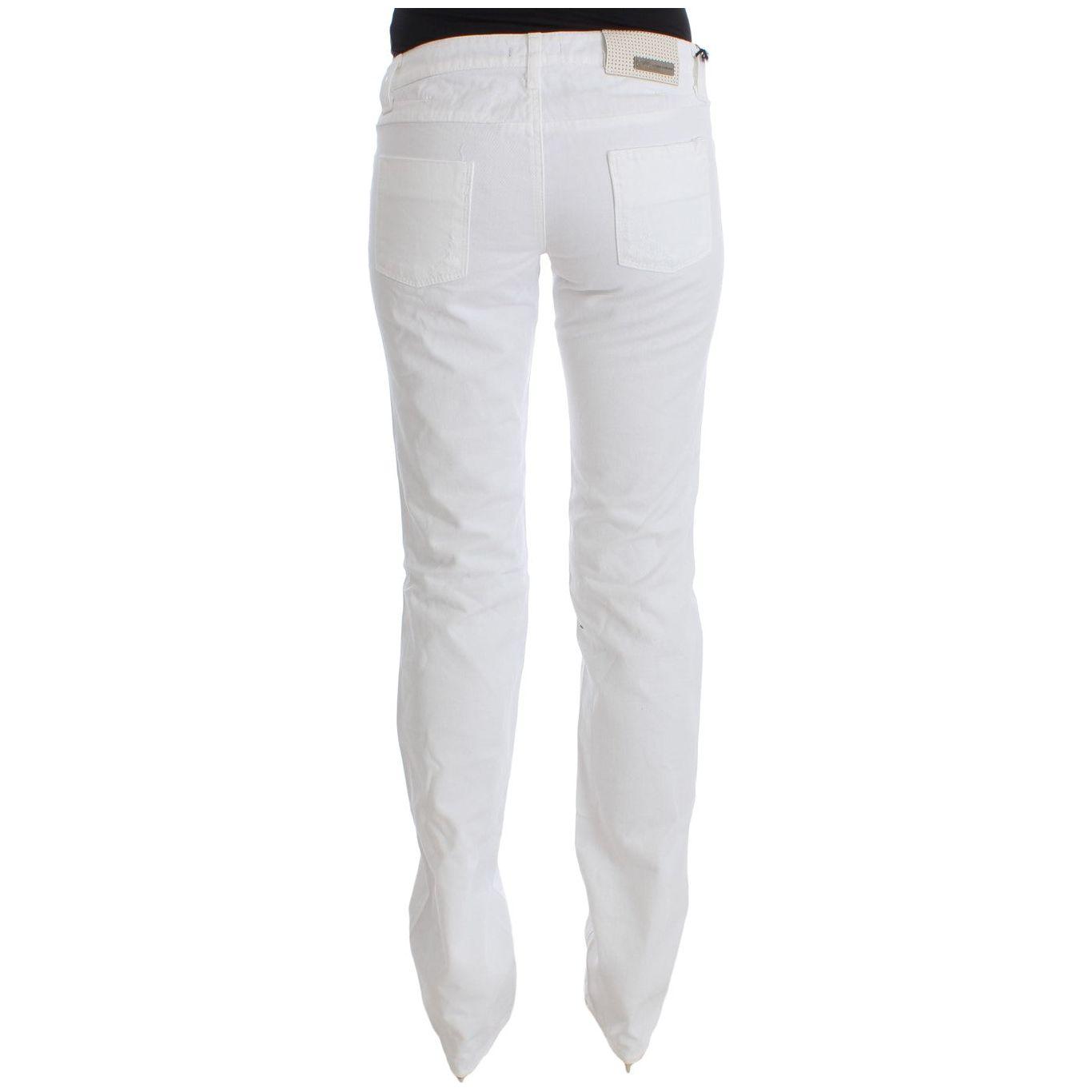 Costume National White Cotton Slim Fit Denim Bootcut Jeans