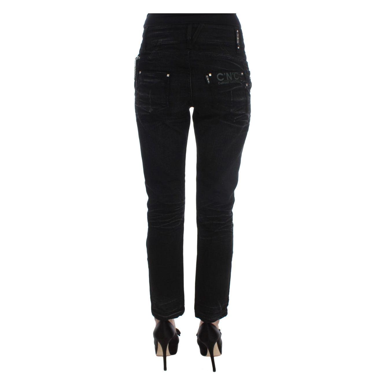 Costume National Black Cotton Slouchy Slims Fit Jeans Jeans & Pants