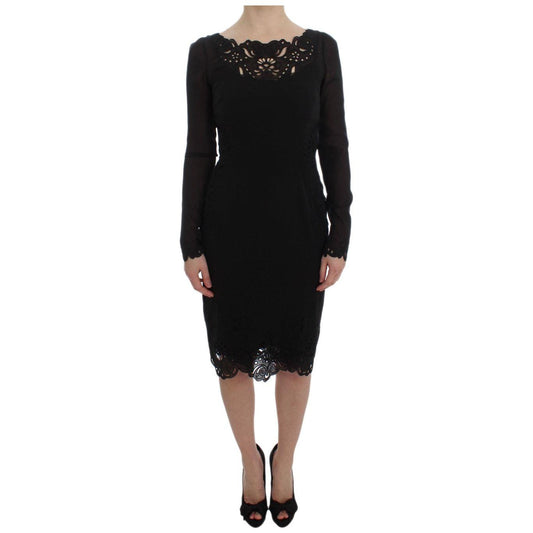 Dolce & Gabbana Black Silk Stretch Sheath Dress