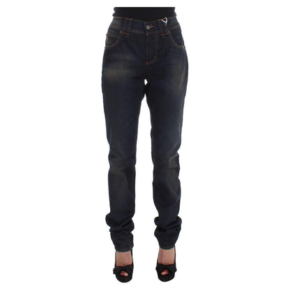 John Galliano Blue Wash Cotton Blend Boyfriend Fit Jeans
