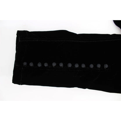 Ermanno Scervino Black Viscose Blend Velvet Slim Fit Pants