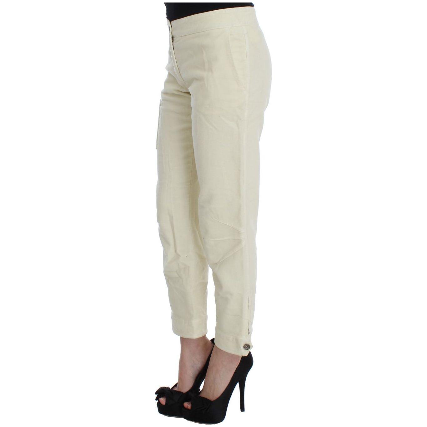 Ermanno Scervino Beige Cotton Capri Cropped Cargo Pants