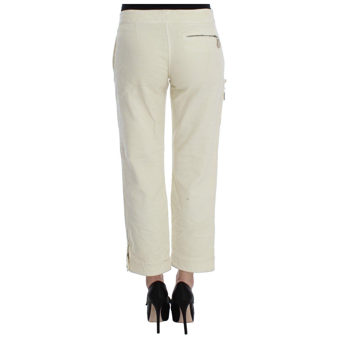 Ermanno Scervino Beige Cotton Capri Cropped Cargo Pants