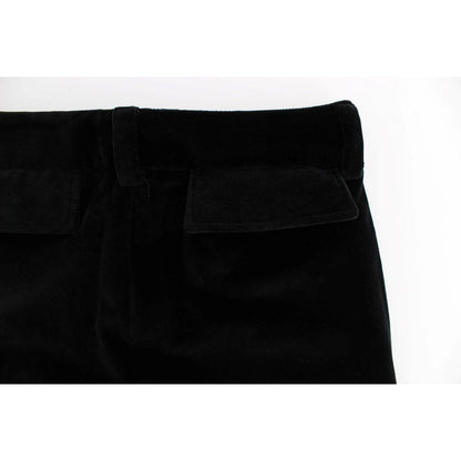 Ermanno Scervino Black Velvet Cotton Straight Legs Pants Jeans & Pants