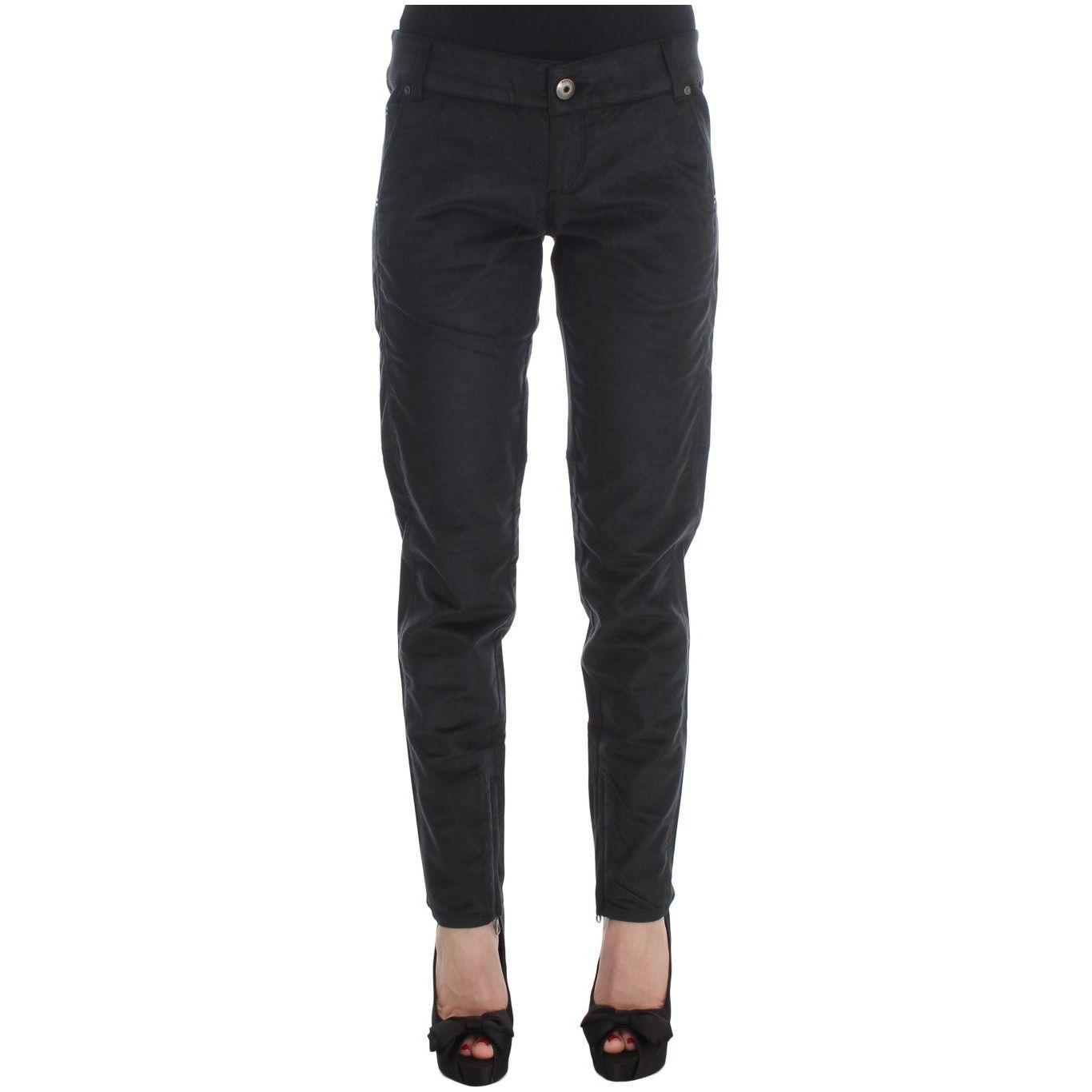 Ermanno Scervino Black Cotton Blend Regular Fit Pants Jeans & Pants