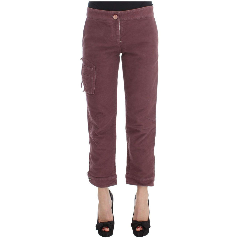 Ermanno Scervino Bordeaux Cotton Cropped Cargo Pants SIG30407-1