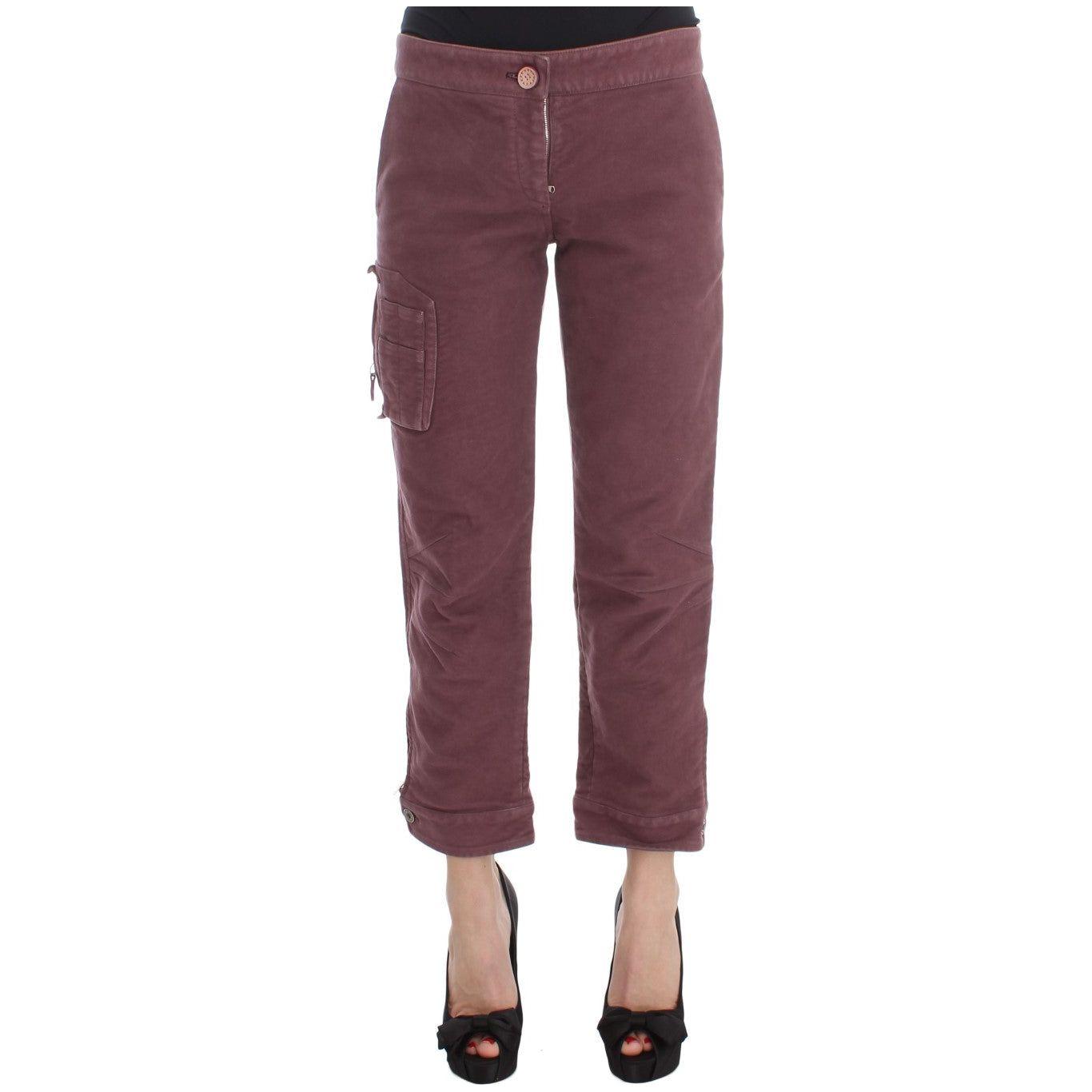 Ermanno Scervino Bordeaux Cotton Cropped Cargo Pants SIG30407-1