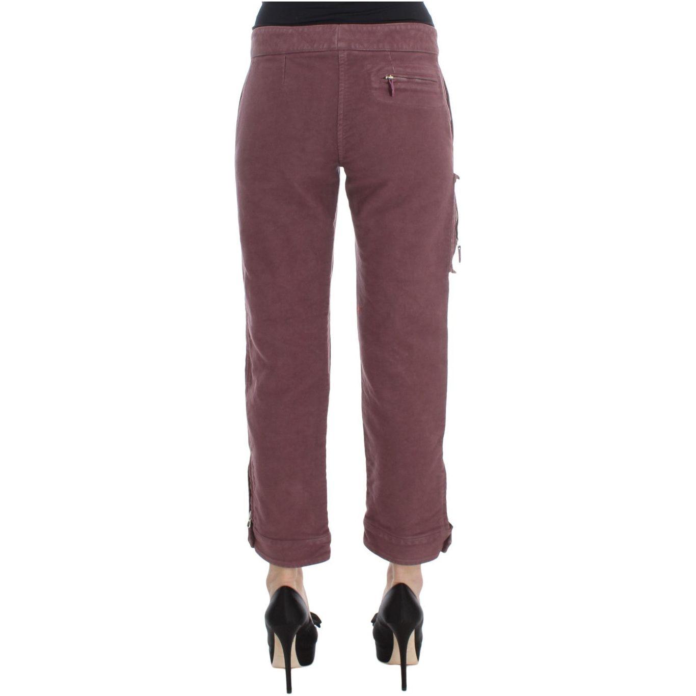 Ermanno Scervino Bordeaux Cotton Cropped Cargo Pants SIG30407-1