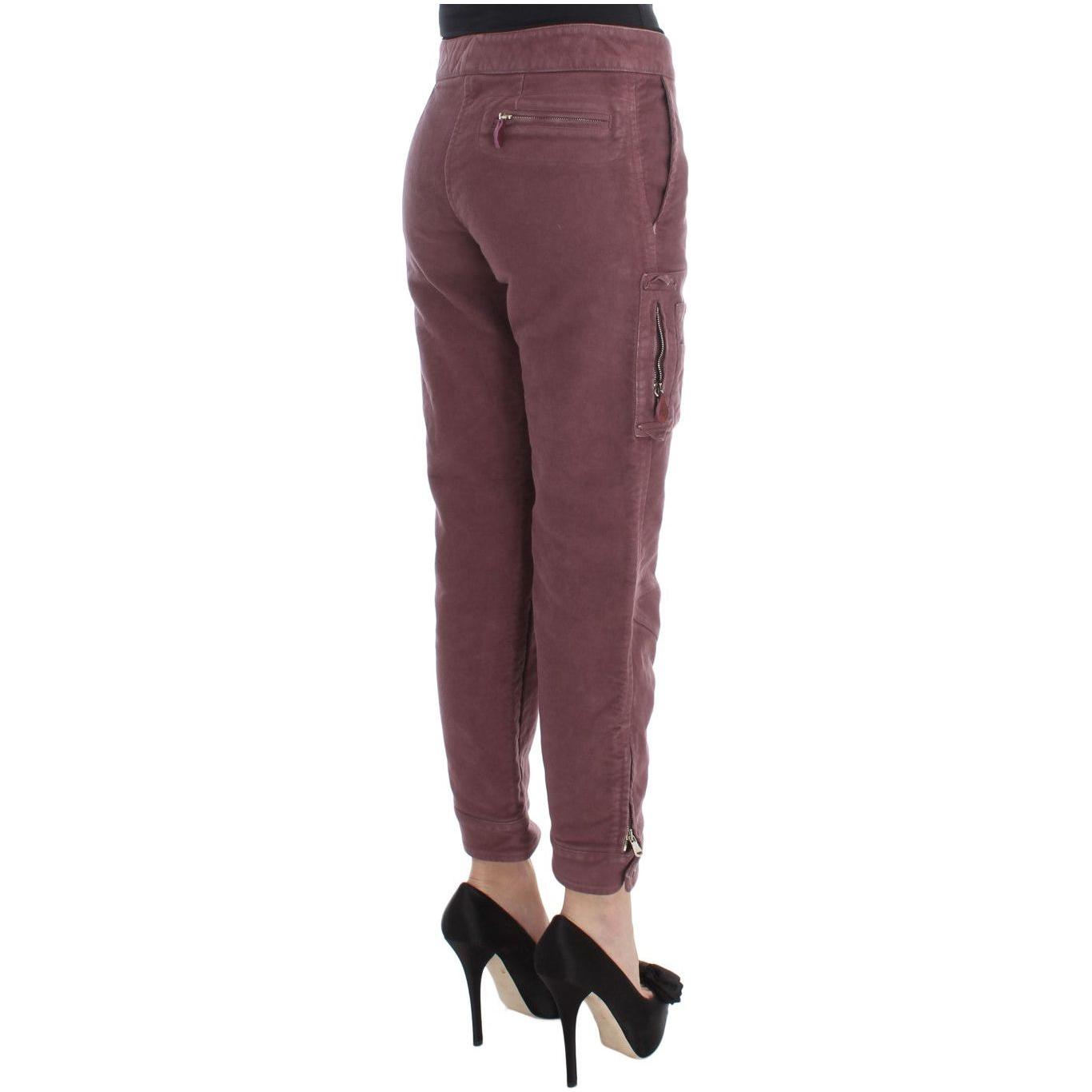 Ermanno Scervino Bordeaux Cotton Cropped Cargo Pants SIG30407-1