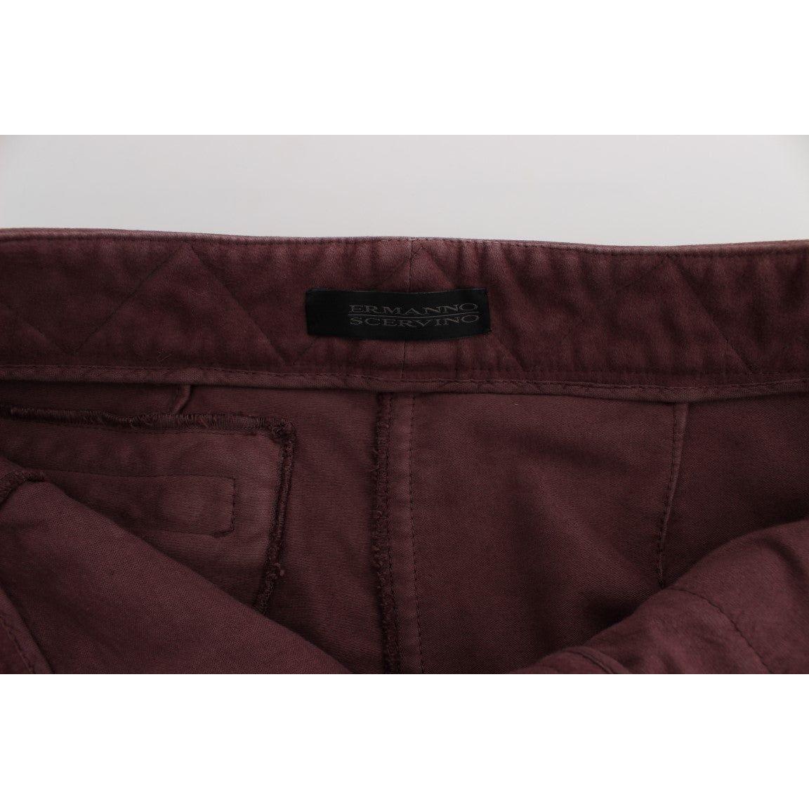Ermanno Scervino Bordeaux Cotton Cropped Cargo Pants SIG30407-1