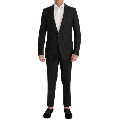 Dolce & Gabbana Black Brocade Formal 2 Piece MARTINI Suit