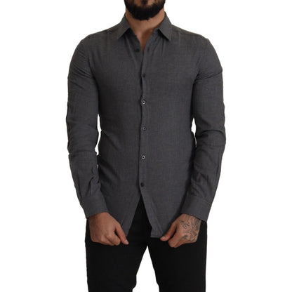 Costume National Dark Gray Cotton Casual Mens Shirt