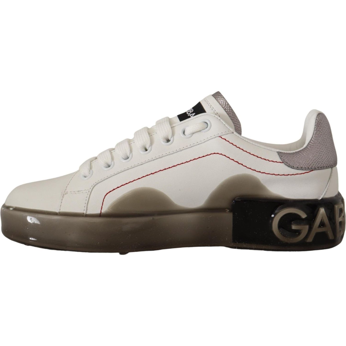 Dolce & Gabbana White Leather Shoes Womens Logo Portofino Sneakers