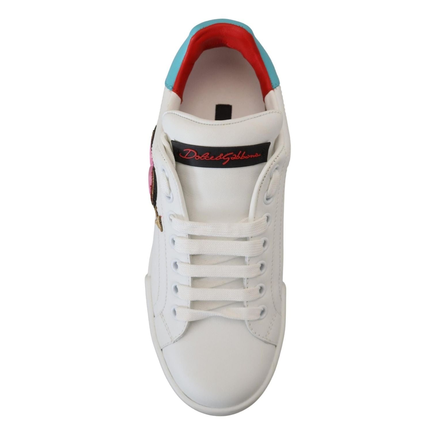 Dolce & Gabbana White Leather Sneaker Portofino Logo Heart Shoes