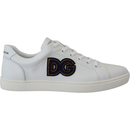 Dolce & Gabbana White Leather DG Logo Casual Sneakers Shoes