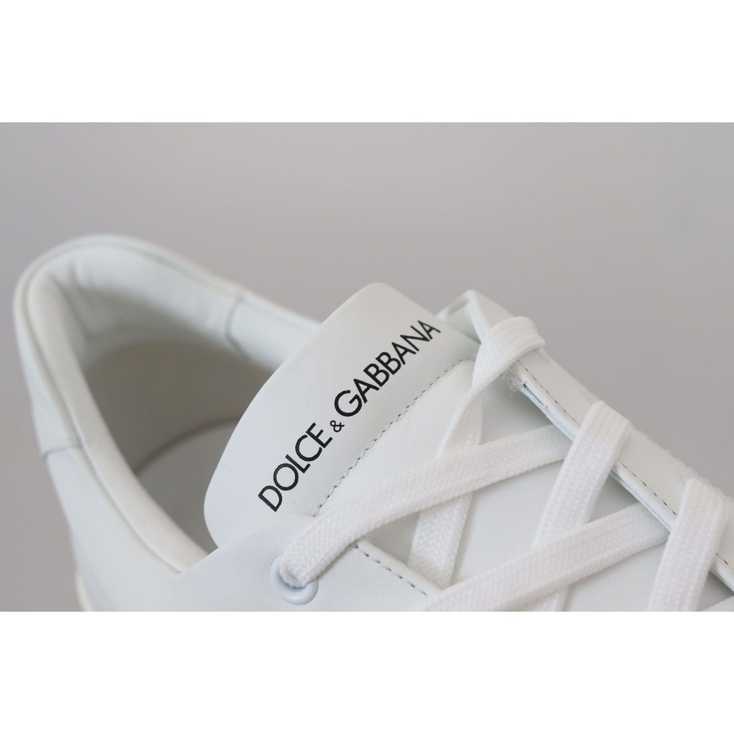 Dolce & Gabbana White Leather DG Logo Casual Sneakers Shoes
