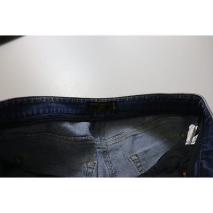 Dolce & Gabbana Blue Washed Cotton Skinny Low Waist Denim Jeans