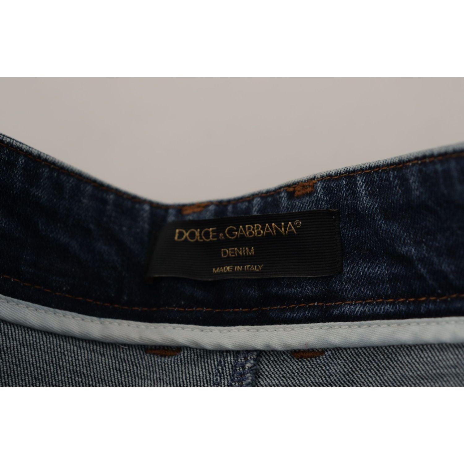 Dolce & Gabbana Blue Denim Crystal Embellished Pants Jeans