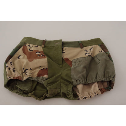 Dolce & Gabbana Green High Waist Hot Pants Cotton Army Shorts