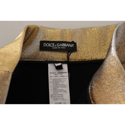 Dolce & Gabbana Gold Cotton Blend Glittered Hot Shorts