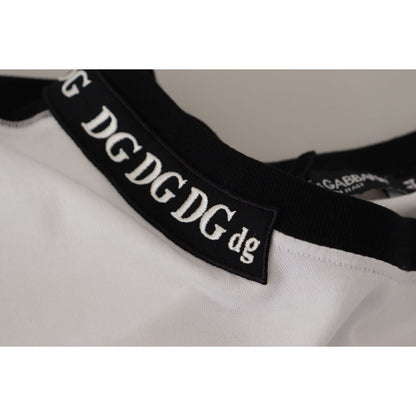 Dolce & Gabbana White Slogan Print Round Neck Cotton T-shirt
