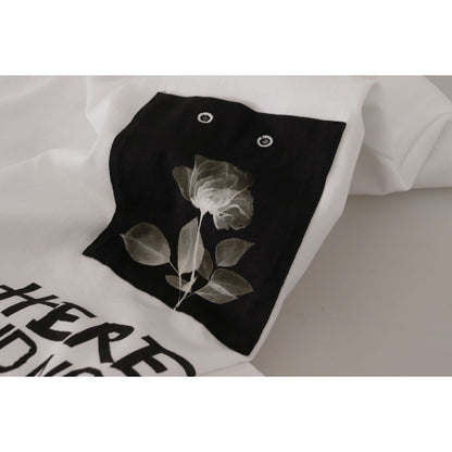 Dolce & Gabbana White Slogan Print Round Neck Cotton T-shirt