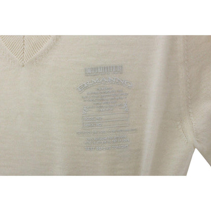 Ermanno Scervino Off White Wool Blend V-neck Pullover Sweater