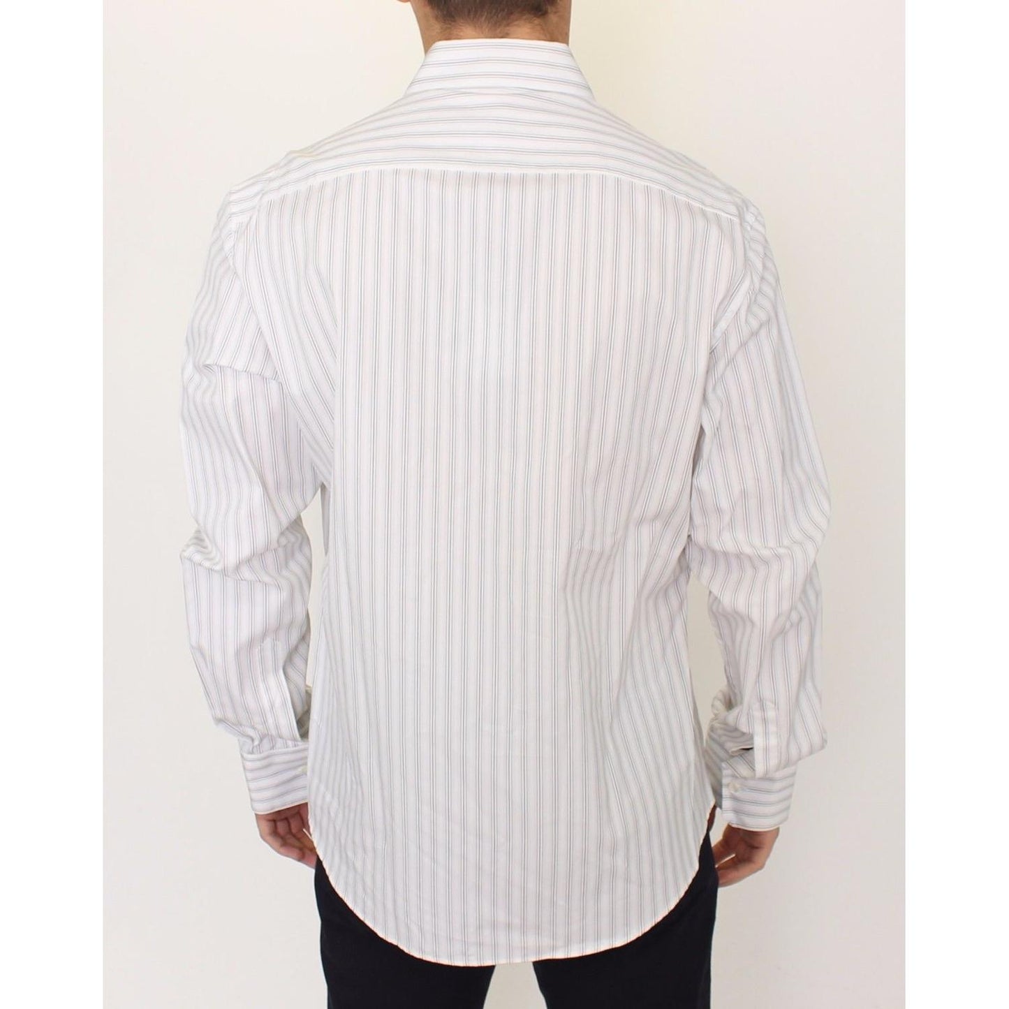 Ermanno Scervino White Black Striped Regular Fit Casual Shirt