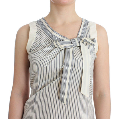 Ermanno Scervino Beachwear Striped Top Blouse Shirt Bow Tank