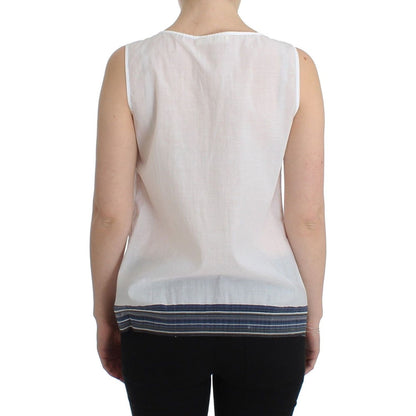 Ermanno Scervino White Blue Top Blouse Tank Shirt Sleeveless
