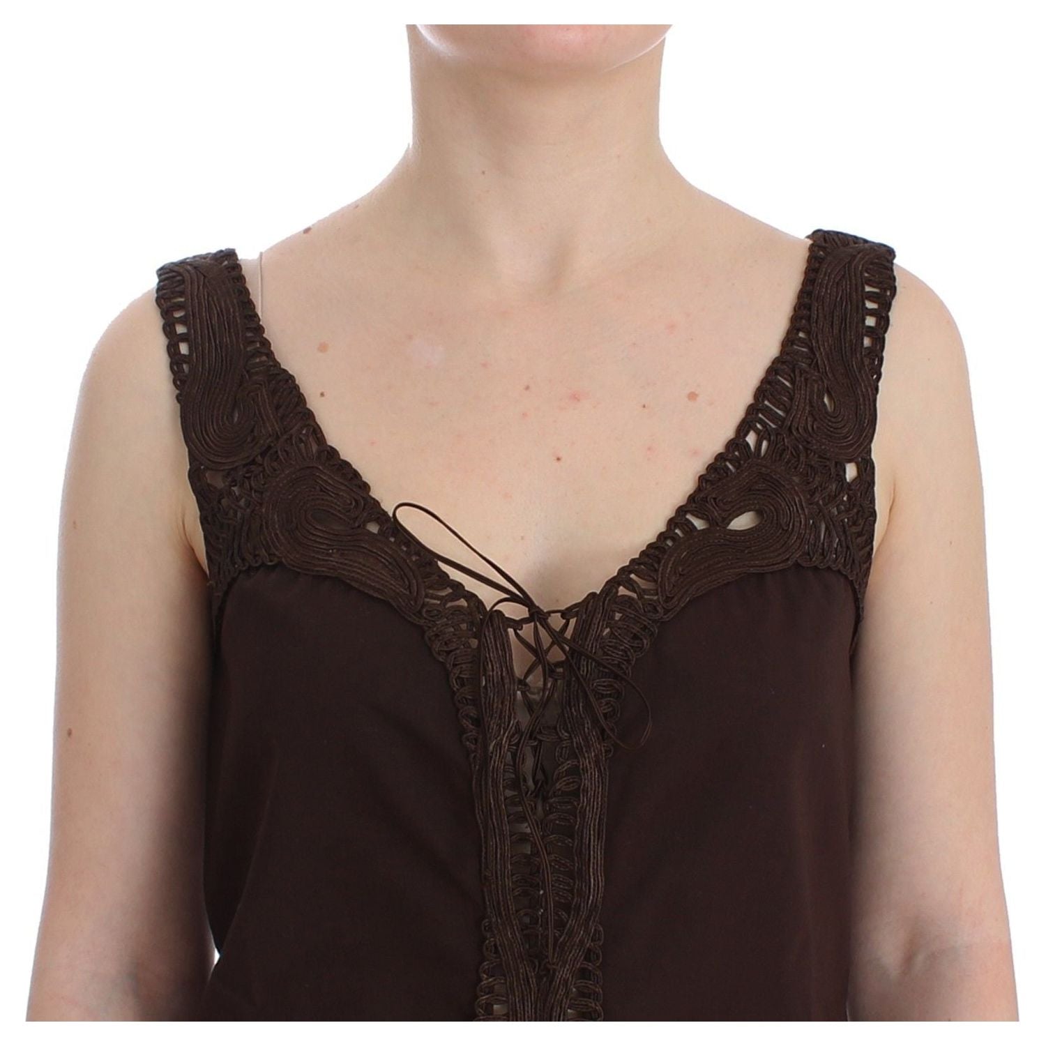 Ermanno Scervino Beachwear Brown Cotton Stretch Tunic Dress