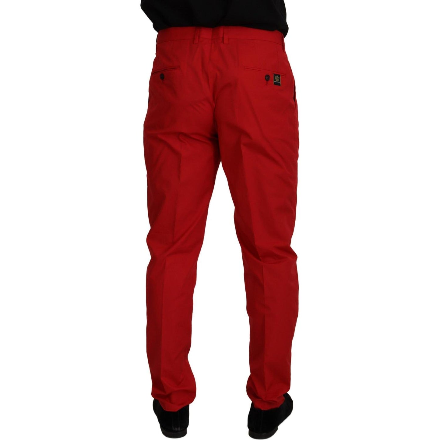 Dolce & Gabbana Red Cotton Slim Fit Trousers Chinos Pants