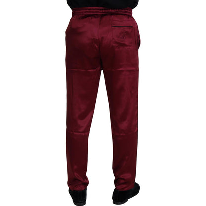 Dolce & Gabbana Bordeaux Silk DG Sleep Lounge Pants Jeans & Pants