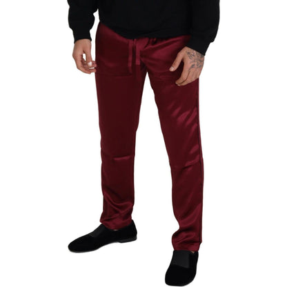 Dolce & Gabbana Bordeaux Silk DG Sleep Lounge Pants Jeans & Pants