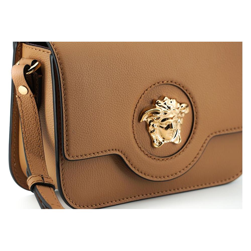 Versace Elegant Calf Leather Shoulder Bag in Brown