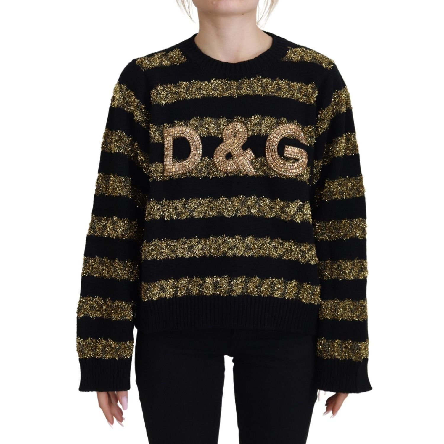 Dolce & Gabbana Black Gold D&G Crystal Cashmere Sweater