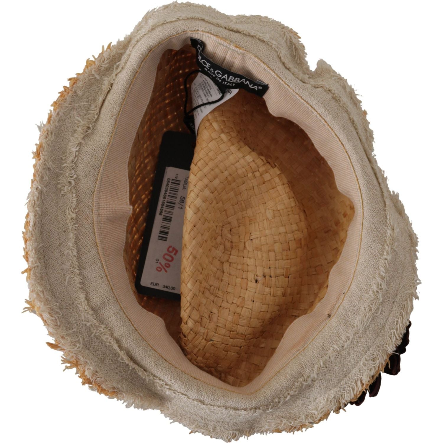 Dolce & Gabbana Yellow Ribbon Floral Embellished Straw Hat