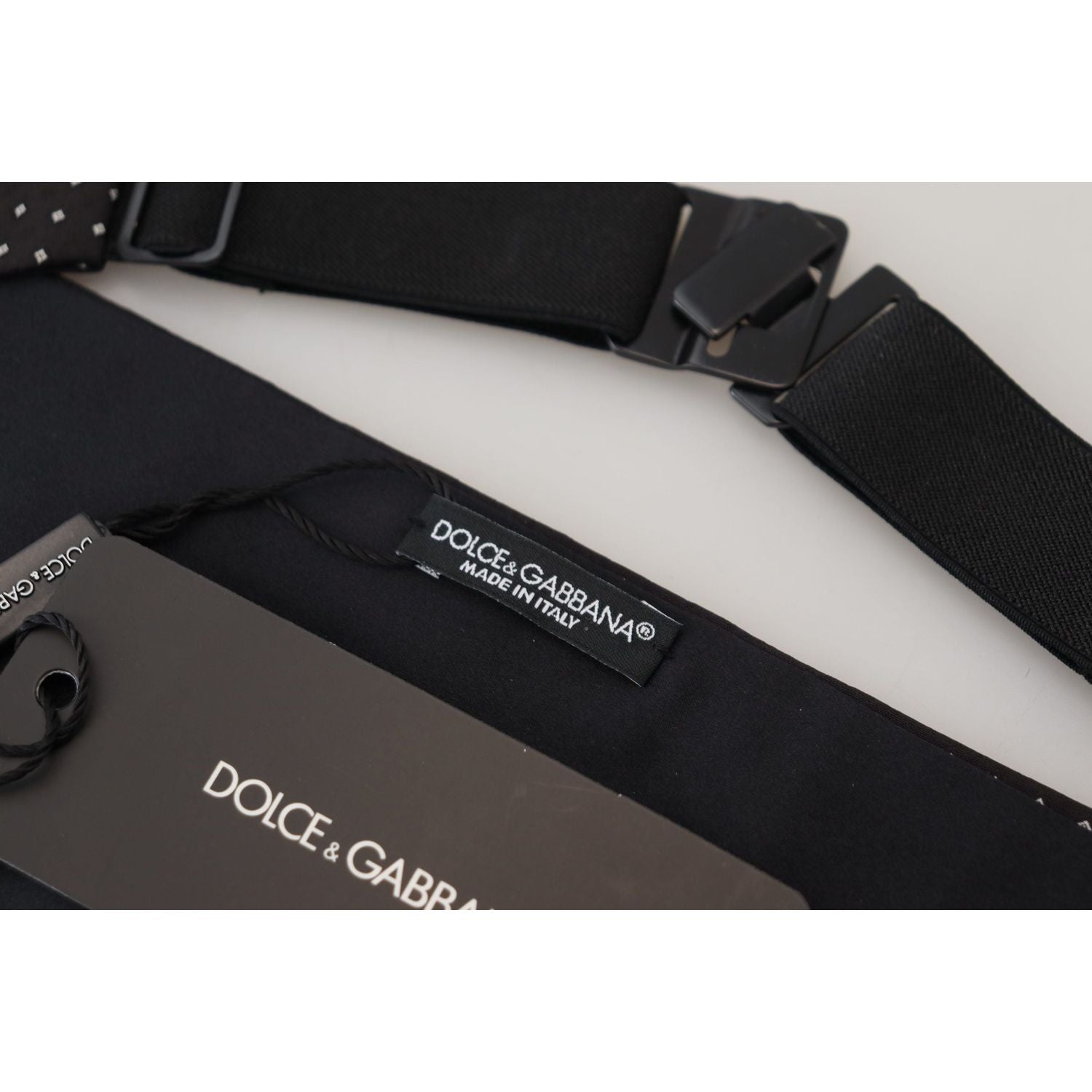 Dolce & Gabbana Black Polka Dot Wide Waist Men Belt Cummerband