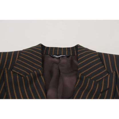Dolce & Gabbana Black Brown Stripes Single Breasted Blazer