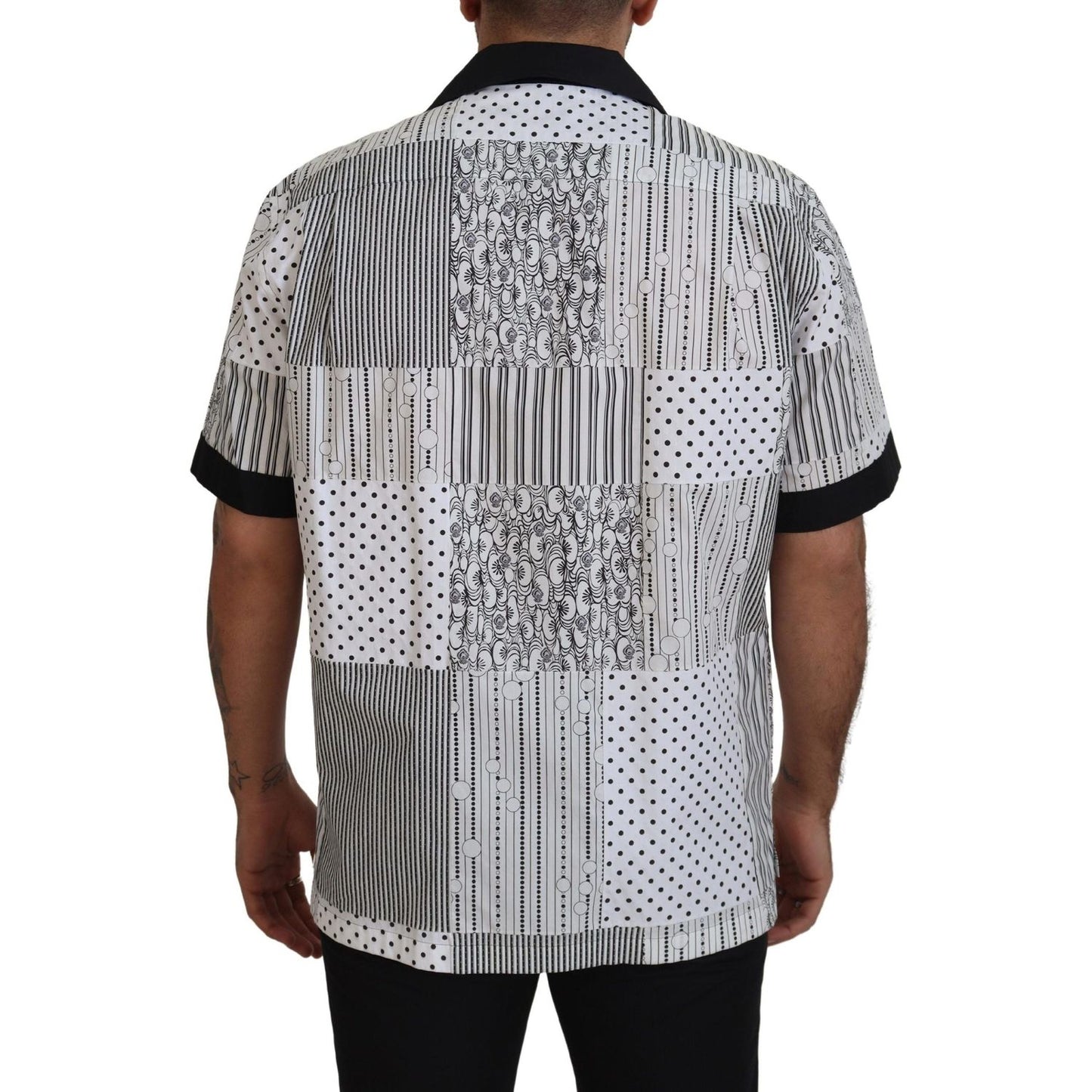 Dolce & Gabbana White Black Patterned Button Down Shirt