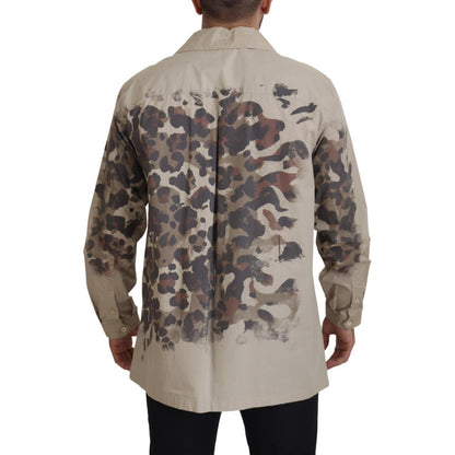 Dolce & Gabbana Beige Camouflage Cotton Long Sleeves Shirt