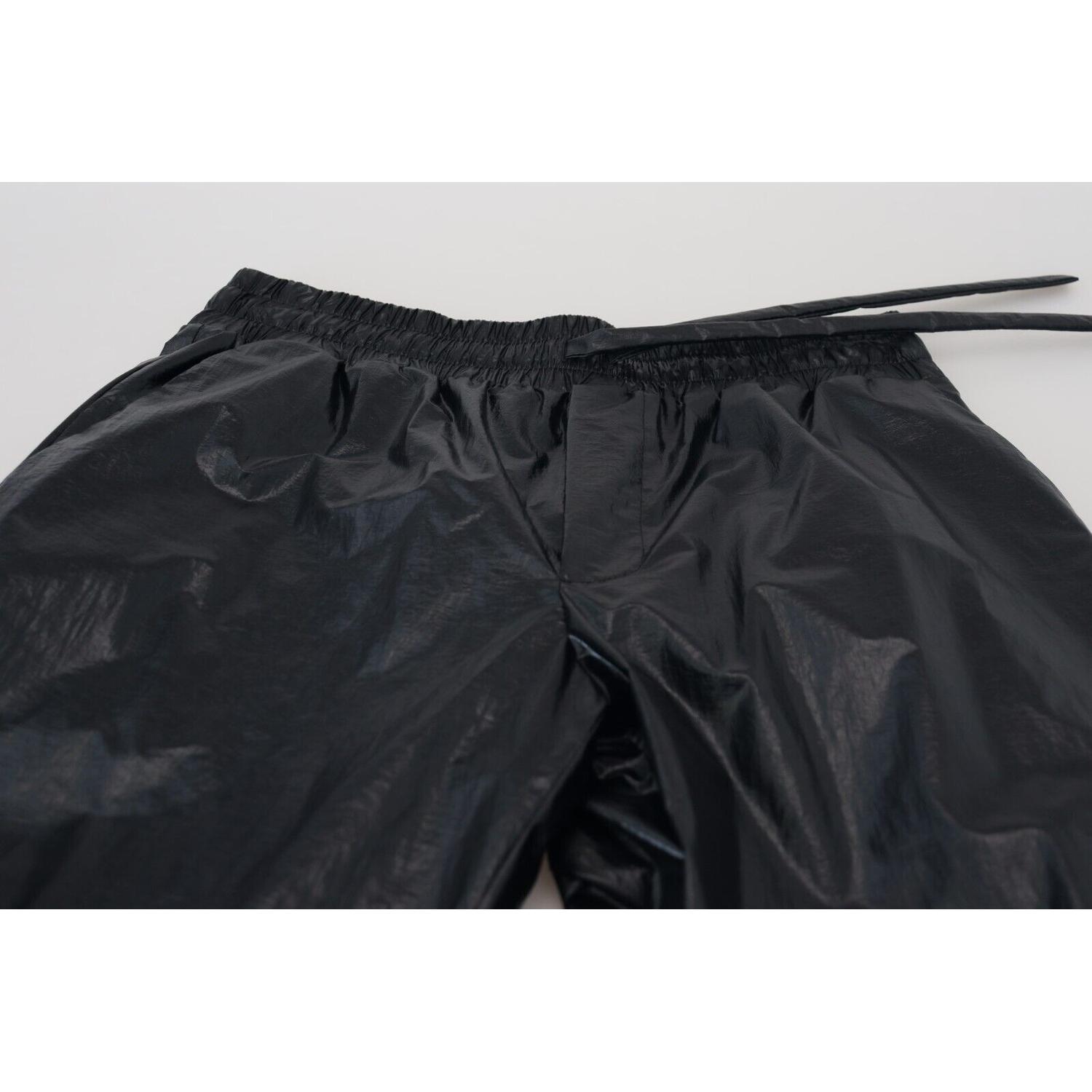 Dolce & Gabbana Black Shining Drawstring Trouser Nylon Pants