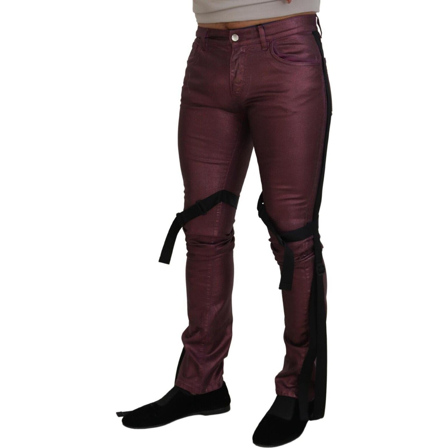 Dolce & Gabbana Magenta Cotton Men Casual Harness Denim Jeans