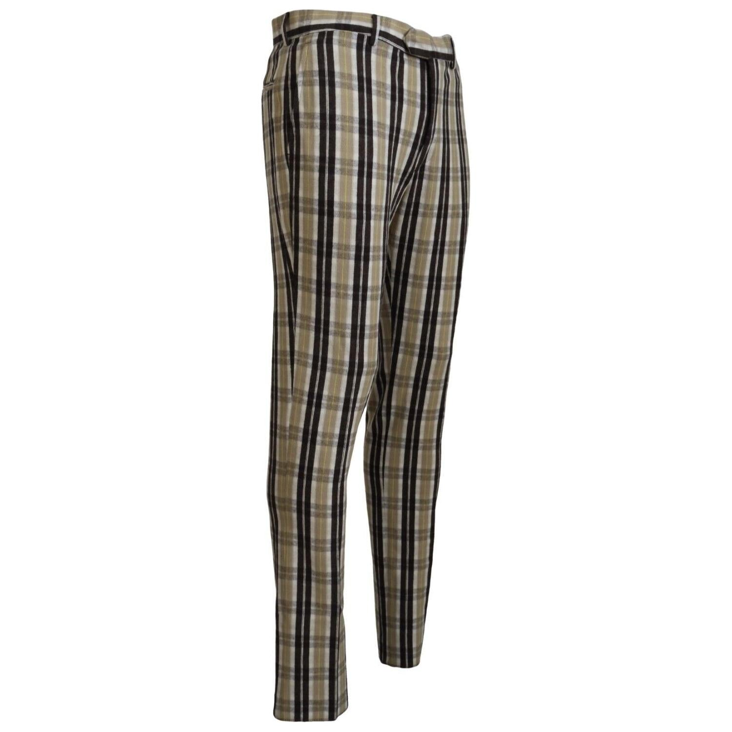 BENCIVENGA Multicolor Checkered Cotton Straight Fit Men Pants