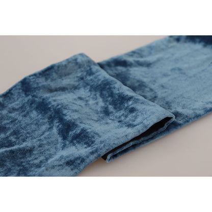 Dolce & Gabbana Blue Velvet Solid Neck Warmer Men's Shawl Scarf