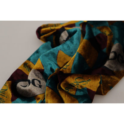 Dolce & Gabbana Multicolor DG Logo Print Shawl Wrap Fringe Scarf