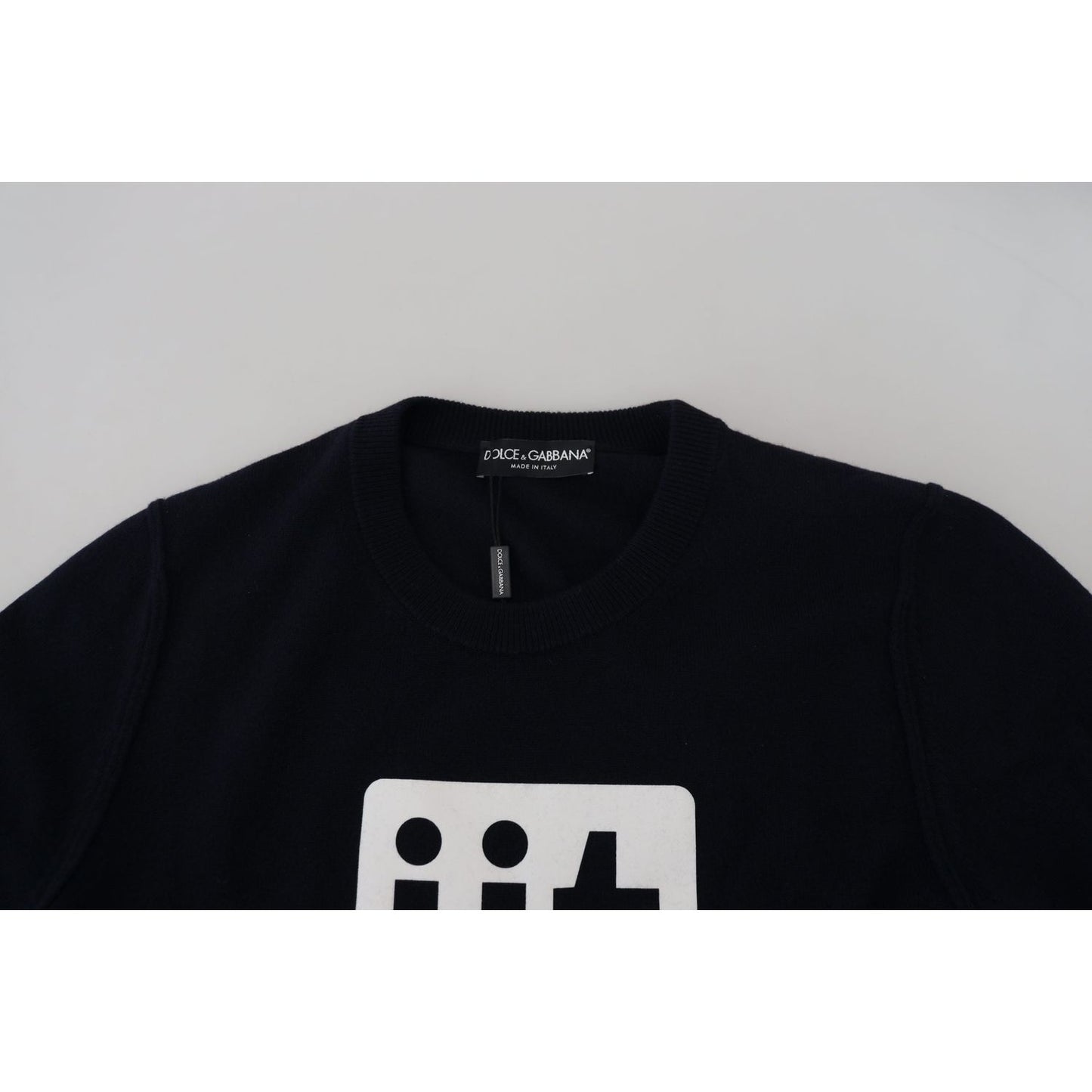 Dolce & Gabbana Blue Cashmere iit Print Pullover Sweater