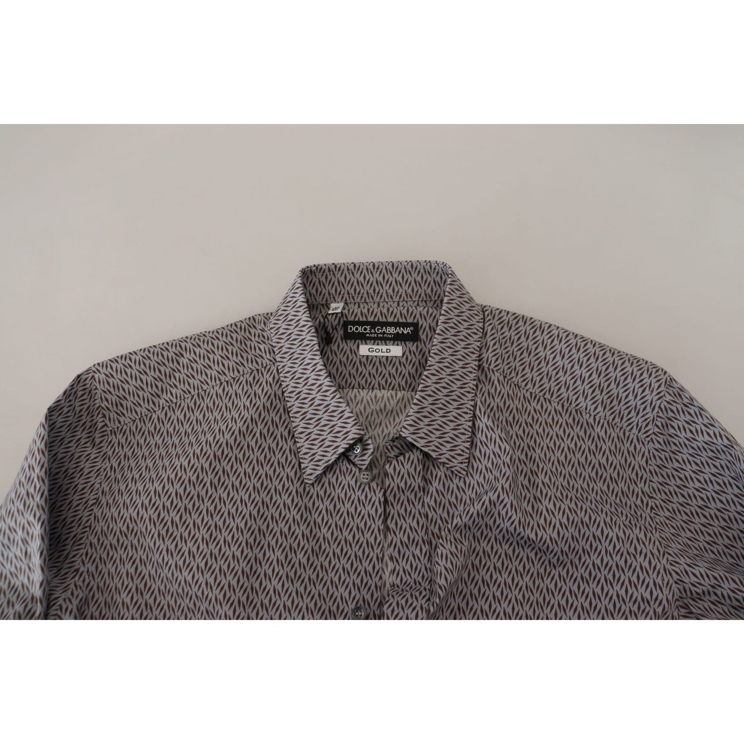 Dolce & Gabbana Gray Brown GOLD Slim Fit Dress Formal Shirt