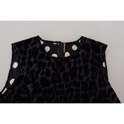 Dolce & Gabbana Black Leopard Shift Mini Polyester Dress